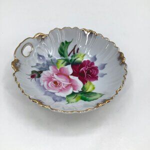 VTG Lefton Candy Dish Hand Painted Trinket Mid-Century Modern MCM Pink Red Gift